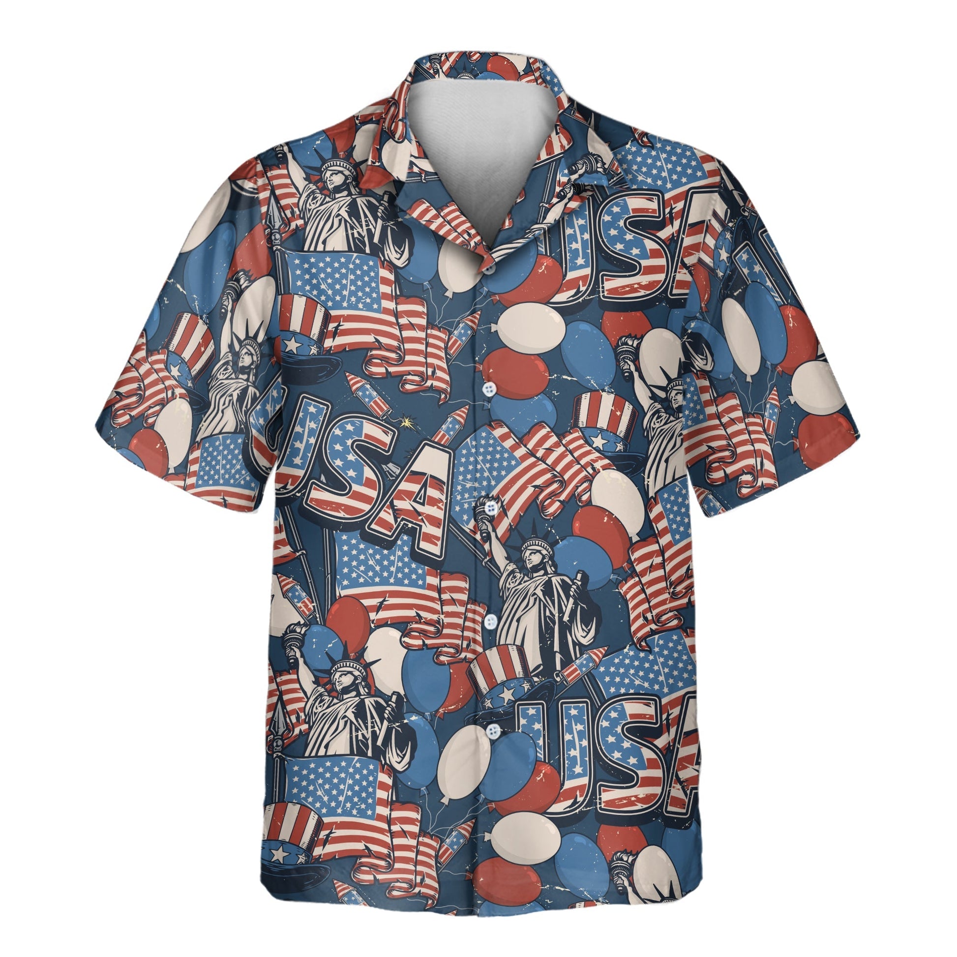 Retro USA Flag | Aloha Custom Hawaiian Shirts with Faces or Logos