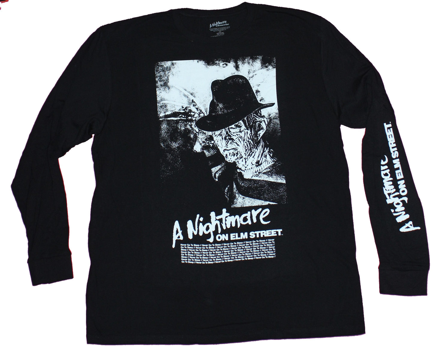Nightmare on Elm Street Mens Long Sleeve T-Shirt - B & White Freddy Poster