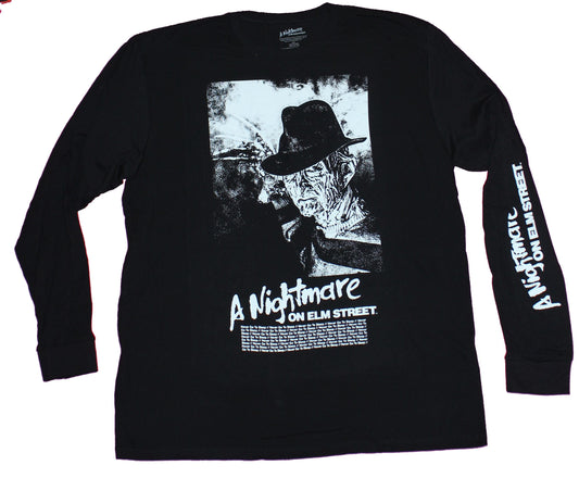 Nightmare on Elm Street Mens Long Sleeve T-Shirt - B & White Freddy Poster