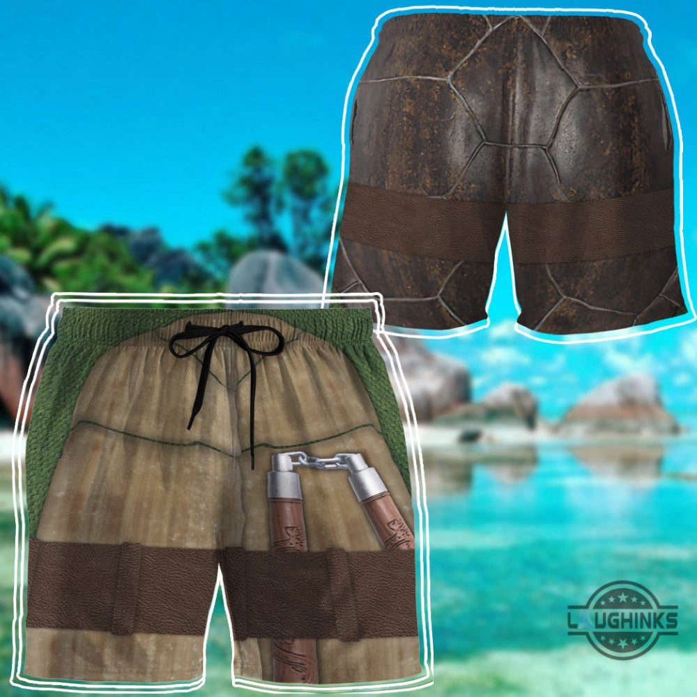 3D Michelangelo Tmnt Mike Mikey Hawaiian Shirt Shorts Aloha Summer Beach Button Up Shirts And Shorts NEW
