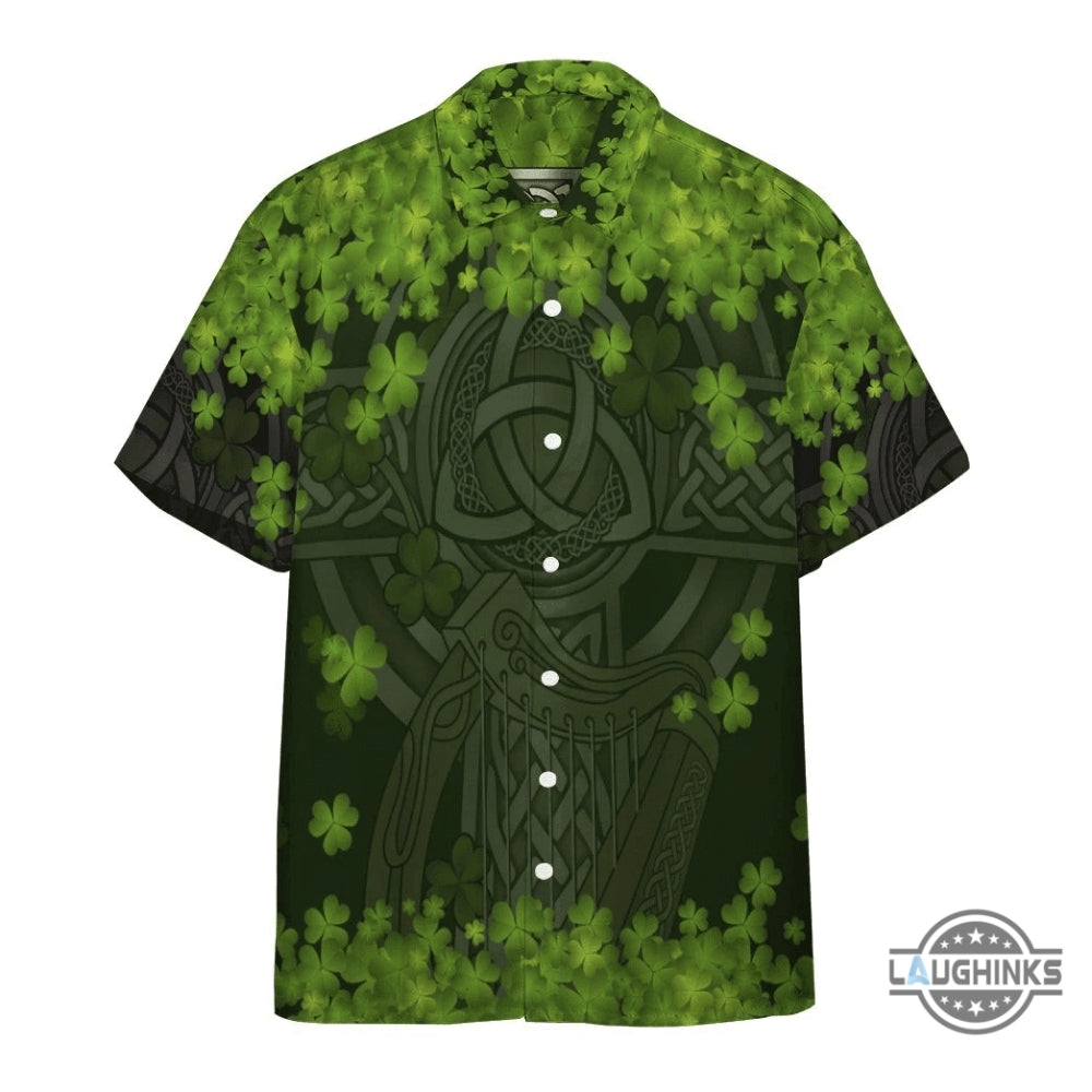 3D St Patrick Celtic Cross Custom Short Sleeve Shirt Hawaiian Shirt Aloha Summer Beach Button Up Shirts And Shorts NEW