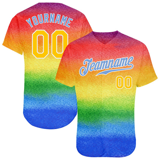 Custom Rainbow For Pride Month Love Is Love LGBT Authentic Baseball Jersey