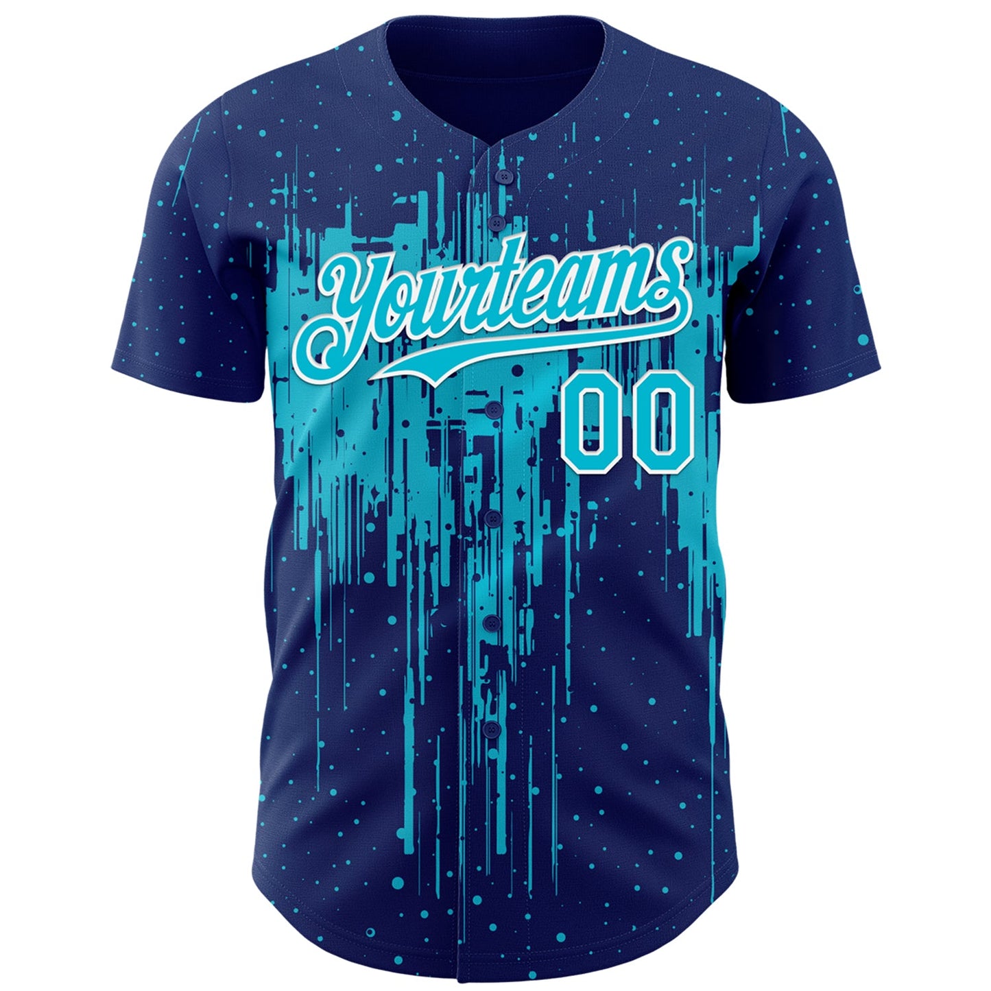 Custom Royal Lakes Blue-White Dripping Splatter Paint Authentic Baseball Jersey