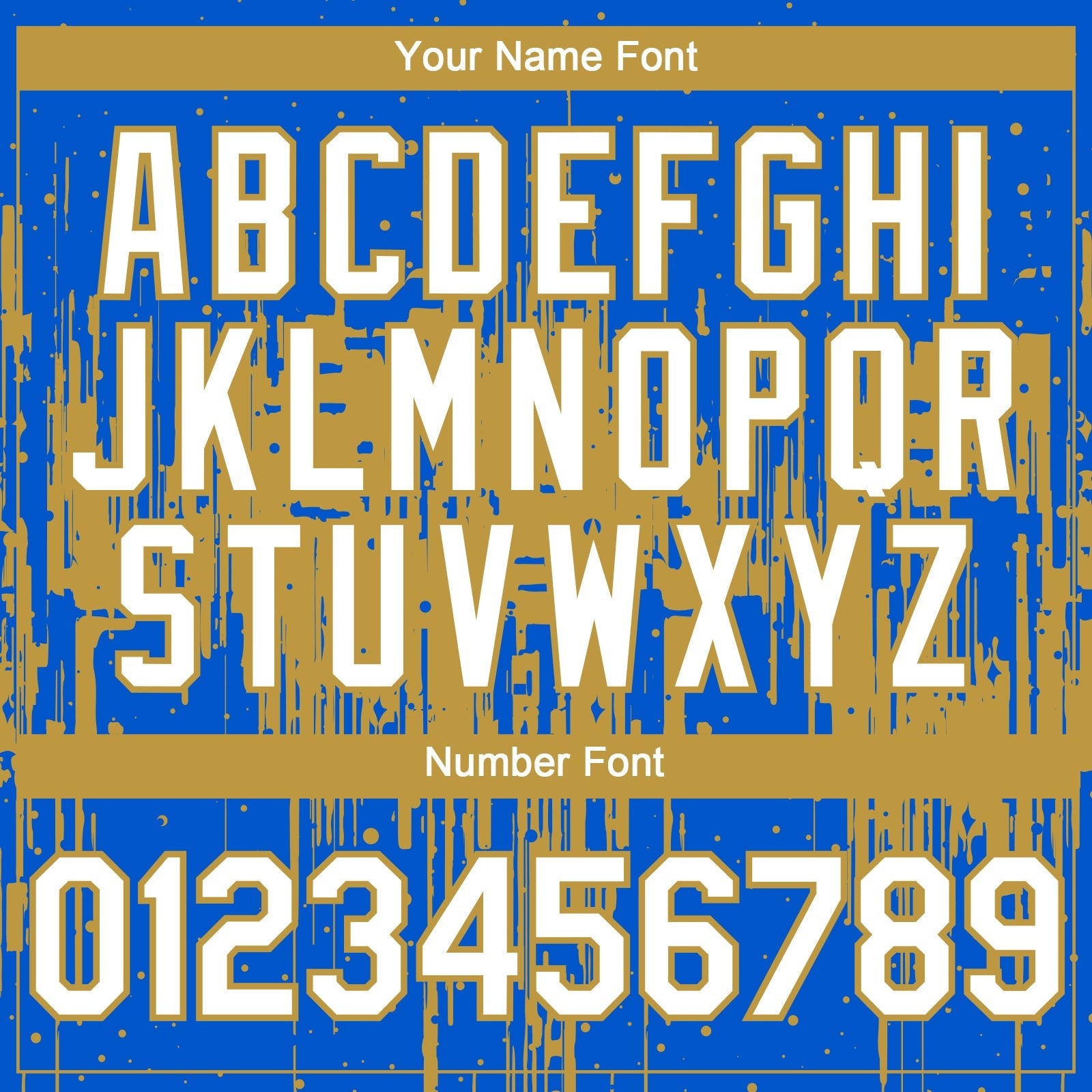 Custom Thunder Blue White-Old Gold Dripping Splatter Paint Authentic Baseball Jersey