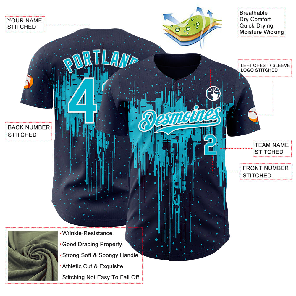 Custom Navy Lakes Blue-White Dripping Splatter Paint Authentic Baseball Jersey