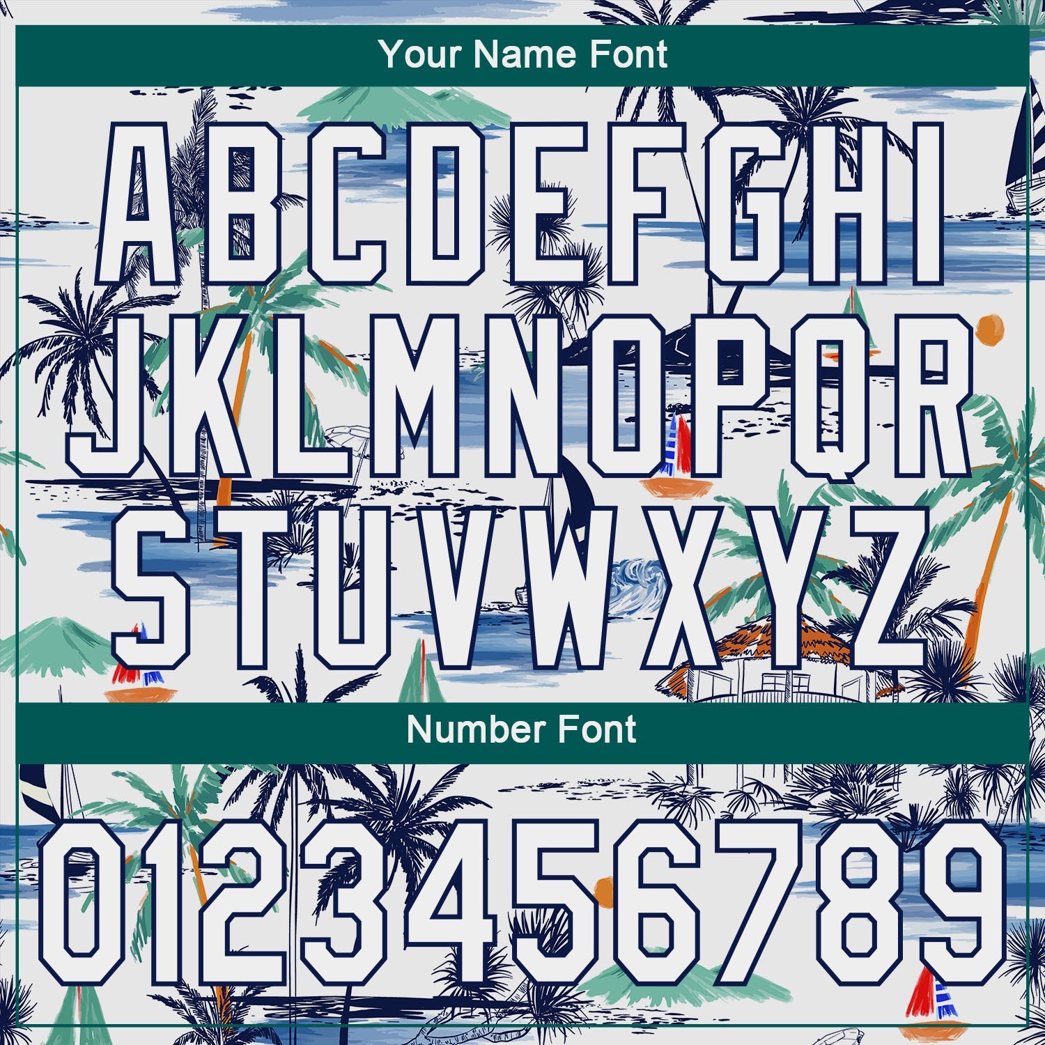 Custom White Navy 3D Pattern Design Hawaii Palm Trees Island And Sailboat Authentic Baseball Jersey