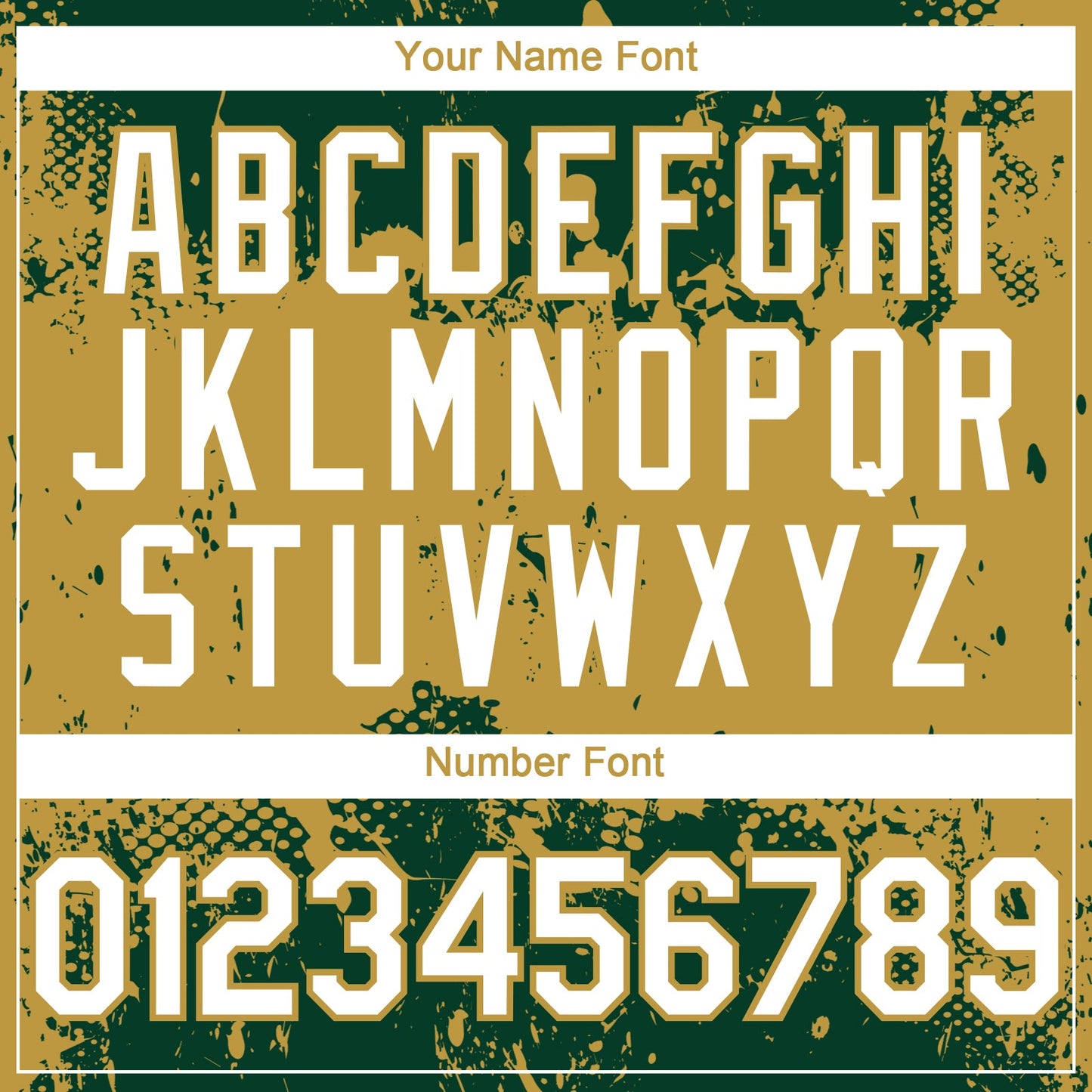 Custom Green White-Old Gold Abstract Splatter Grunge Paint Authentic Baseball Jersey