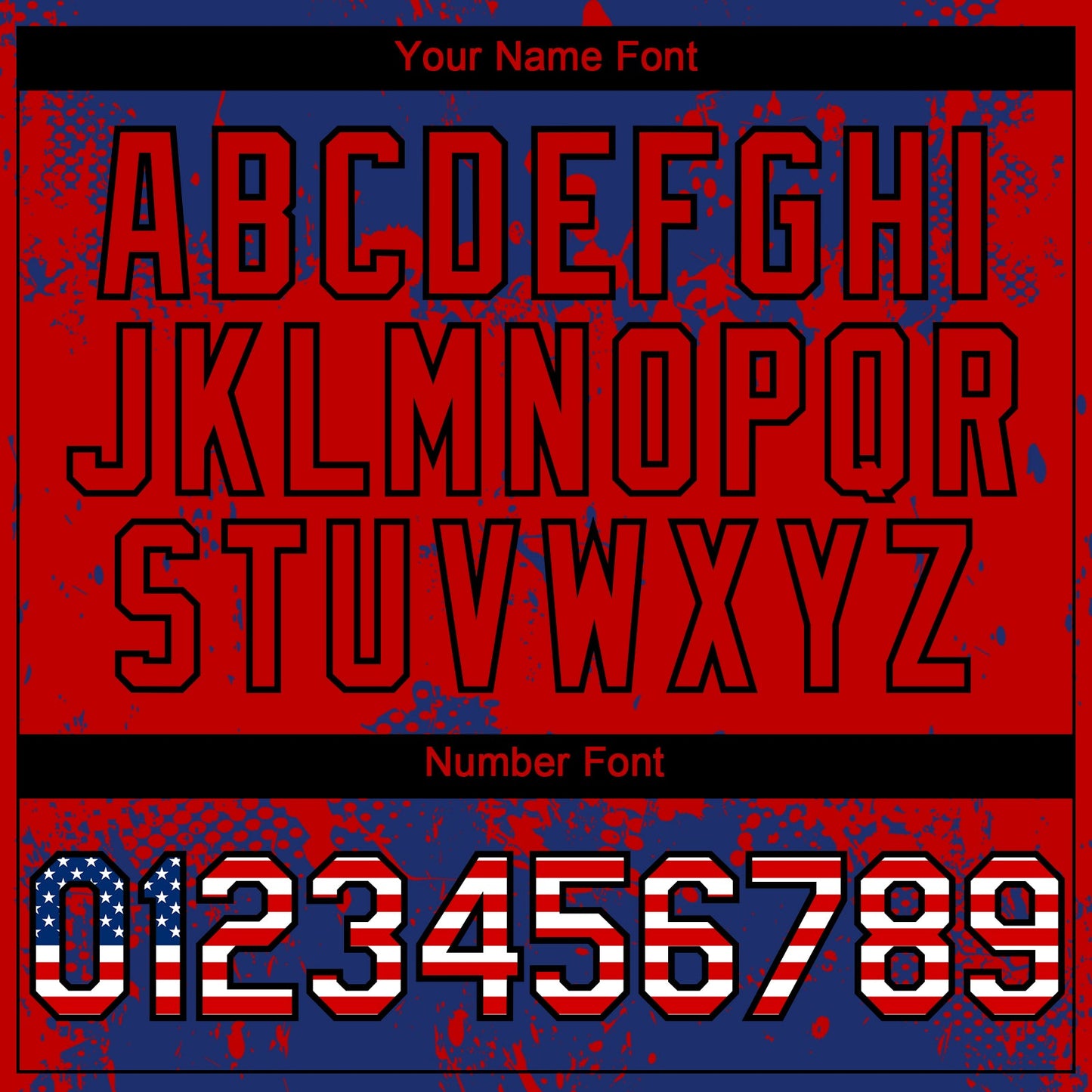 Custom Royal USA Flag Red-Black Abstract Splatter Grunge Paint Authentic Baseball Jersey