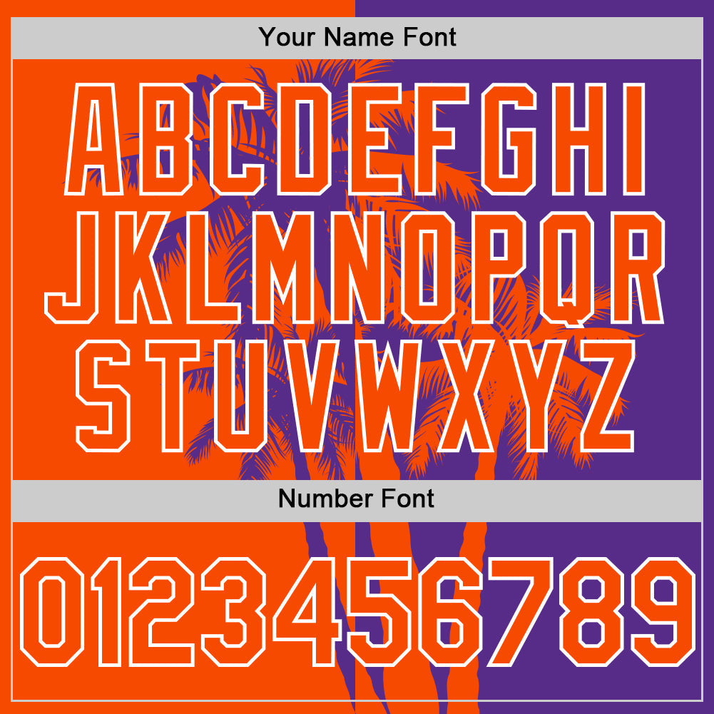 Custom Purple Orange-White Hawaii Palm Trees Tropical Coconut Authentic Baseball Jersey