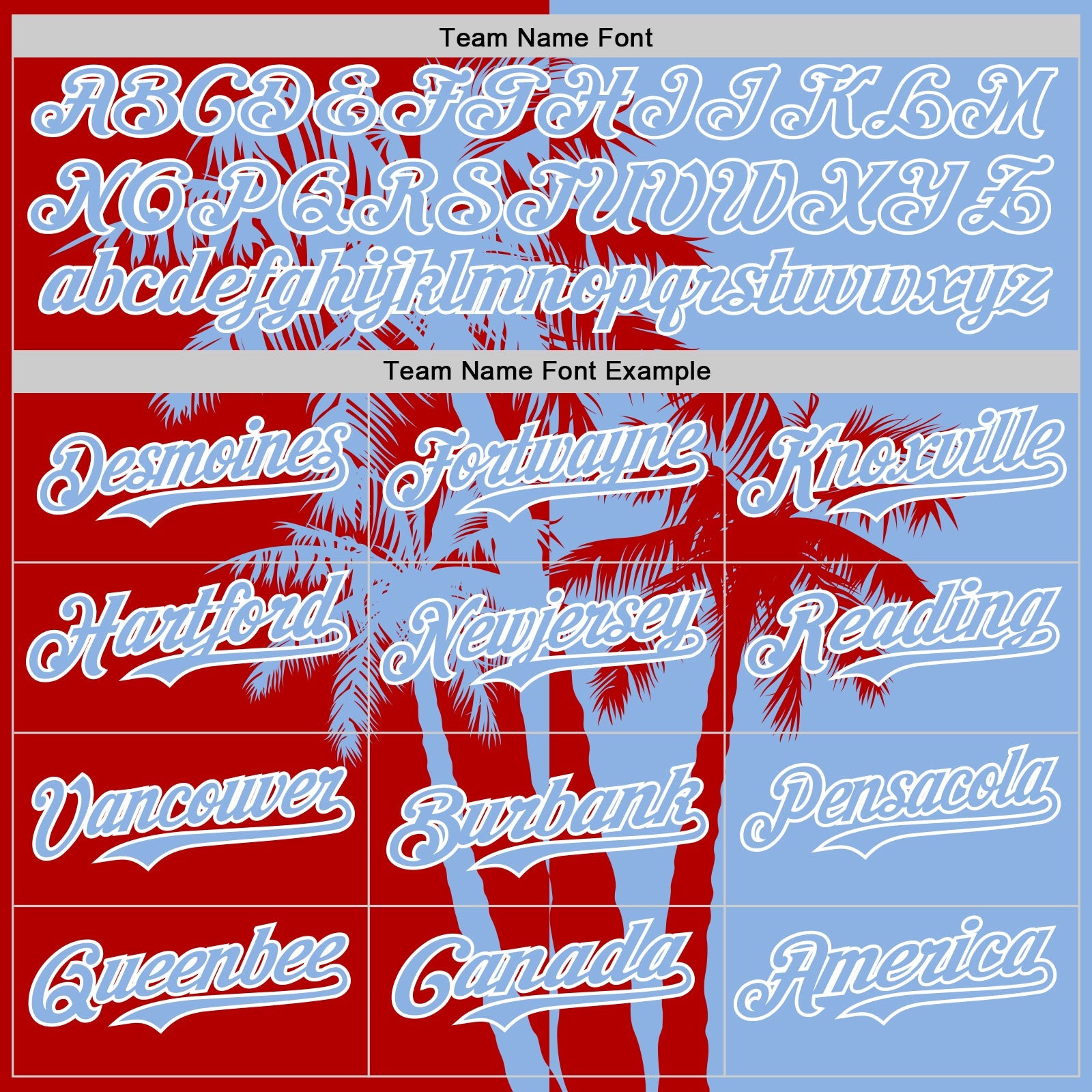 Custom Light Blue Red-White Hawaii Palm Trees Tropical Coconut Authentic Baseball Jersey