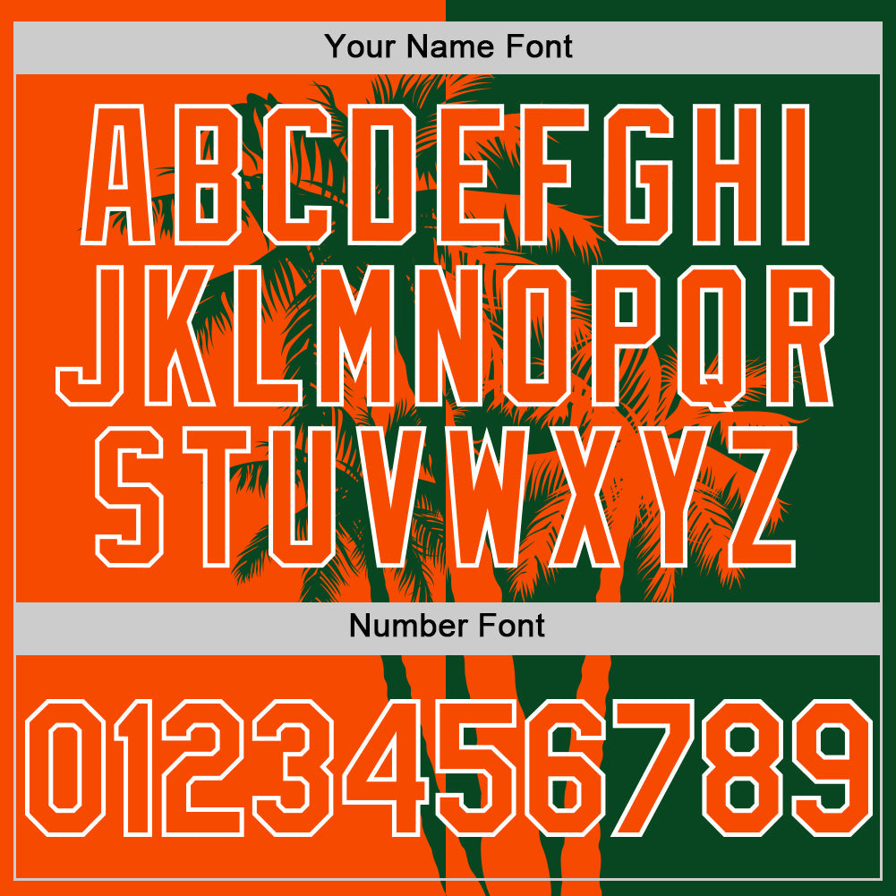 Custom Green Orange-White Hawaii Palm Trees Tropical Coconut Authentic Baseball Jersey