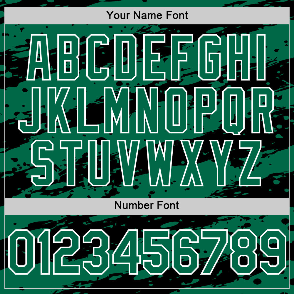 Custom Kelly Green Black-White Paint Splash Stripe Authentic Baseball Jersey