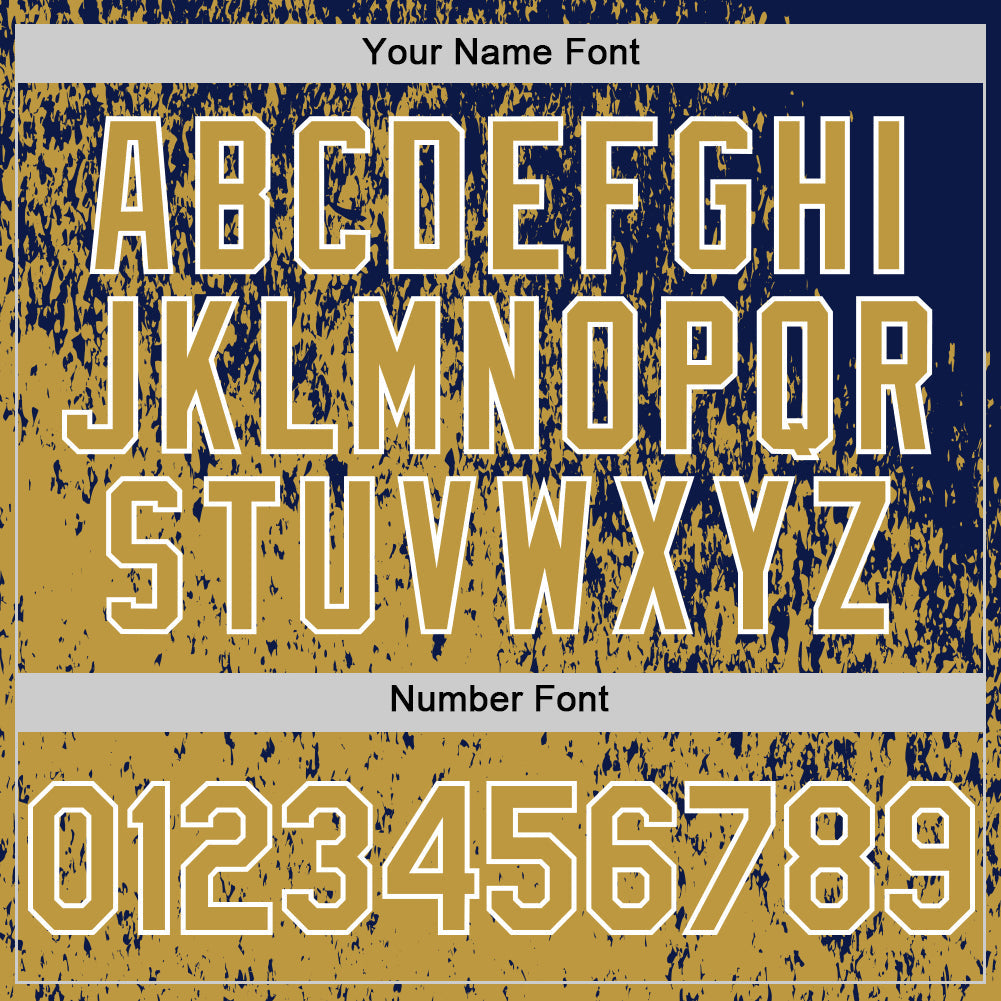 Custom Navy Old Gold-White Abstract Fragment Splatter Authentic Baseball Jersey