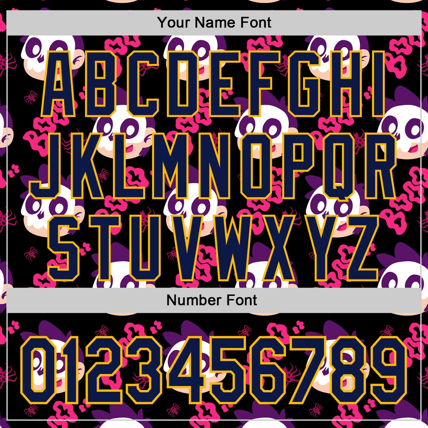 Custom Black Navy Hot Pink-Gold Sugar Skull Day of the Dead Mexican Folk Art Authentic Baseball Jersey