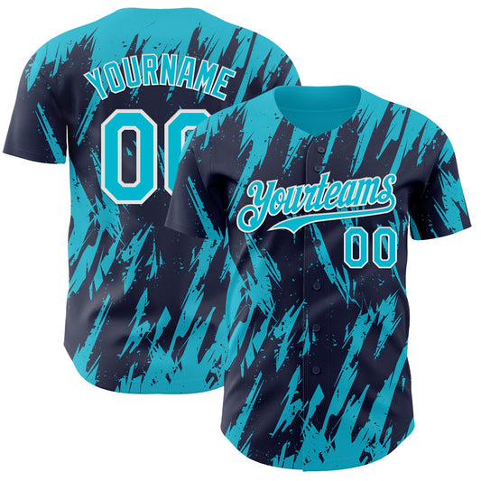 Custom Navy Lakes Blue-White Splatter Torn Sharp Brush Stroke Authentic Baseball Jersey