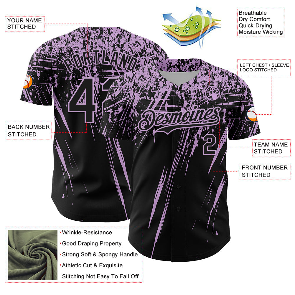 Custom Black Light Purple Distressed Scratch Brush Stroke Authentic Baseball Jersey