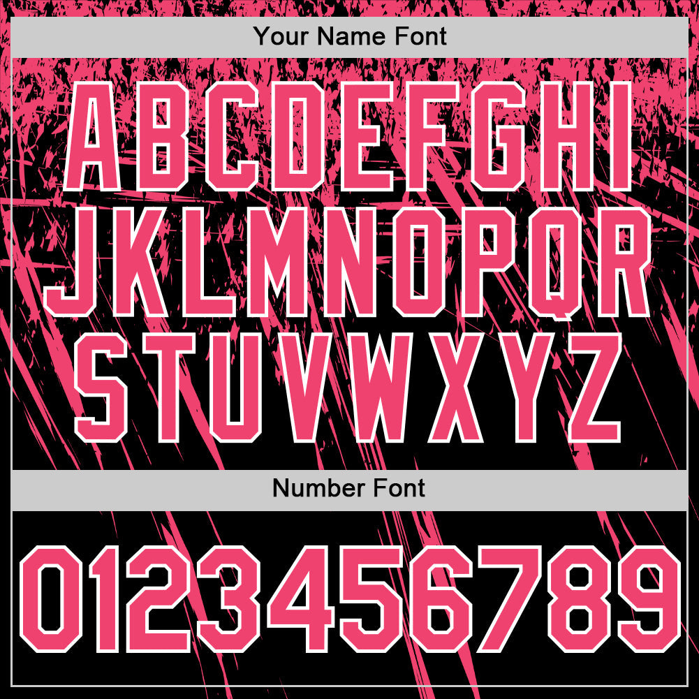Custom Black Neon Pink-White Distressed Scratch Brush Stroke Authentic Baseball Jersey