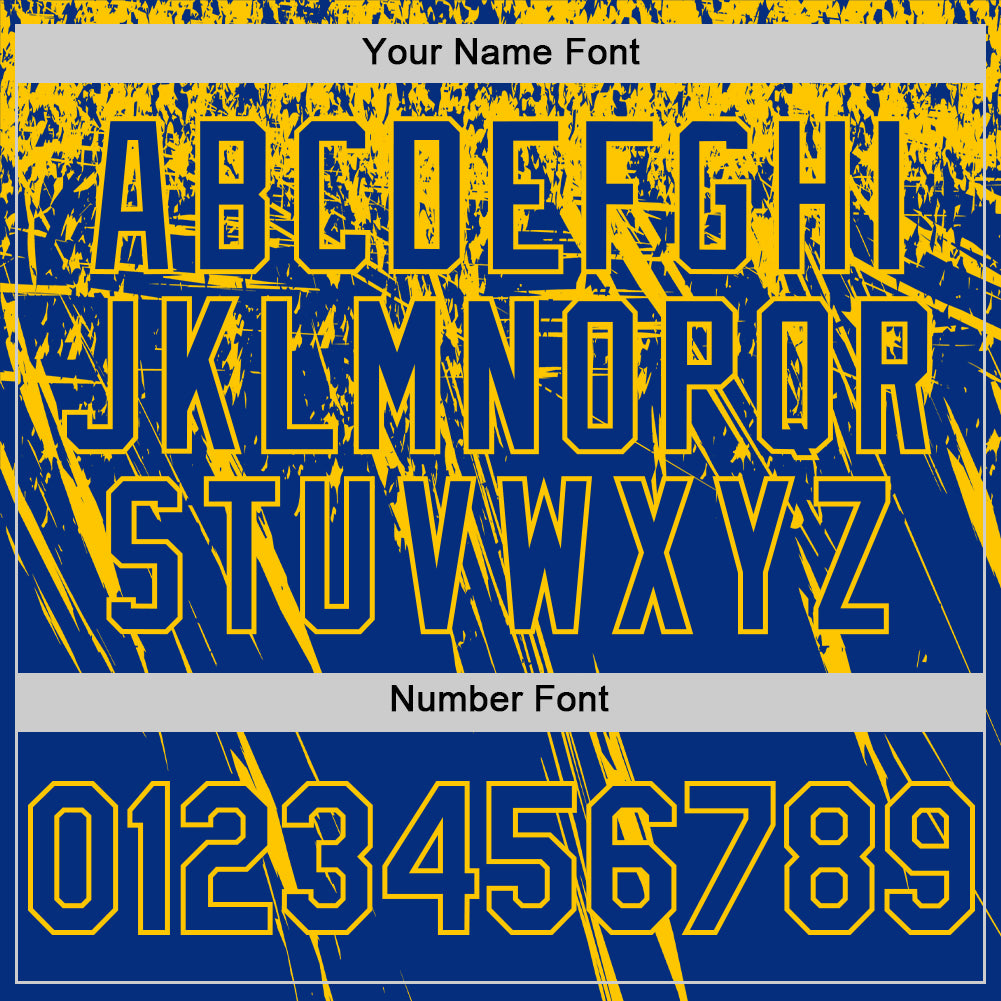 Custom Royal Yellow Distressed Scratch Brush Stroke Authentic Baseball Jersey