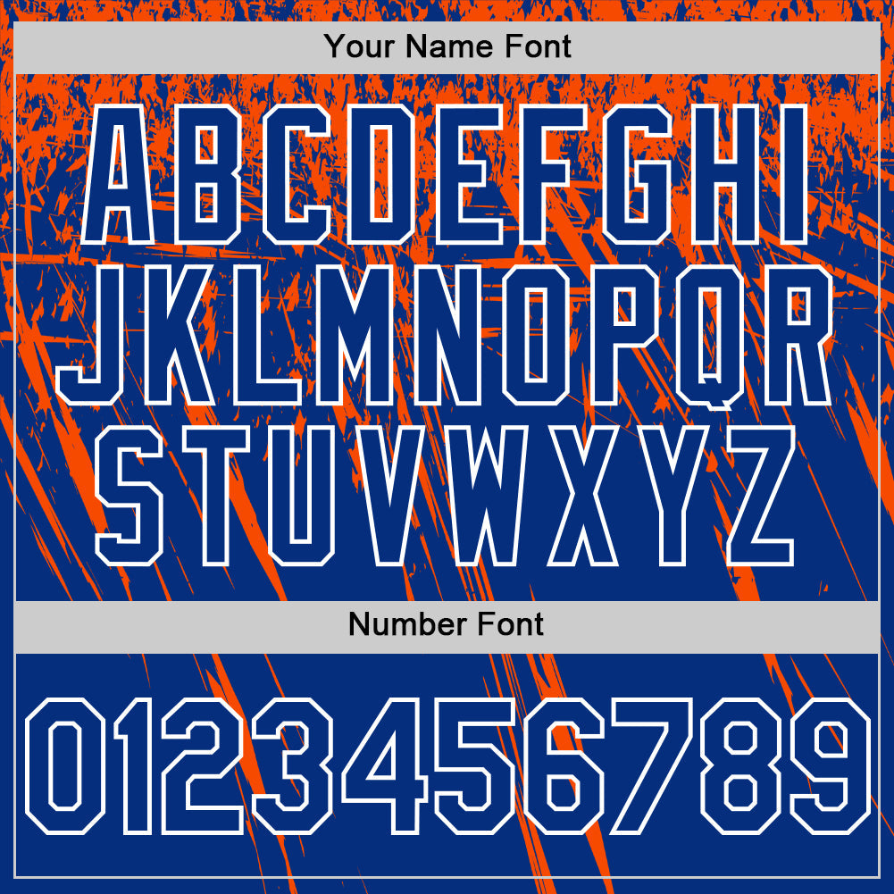 Custom Royal Orange-White Distressed Scratch Brush Stroke Authentic Baseball Jersey