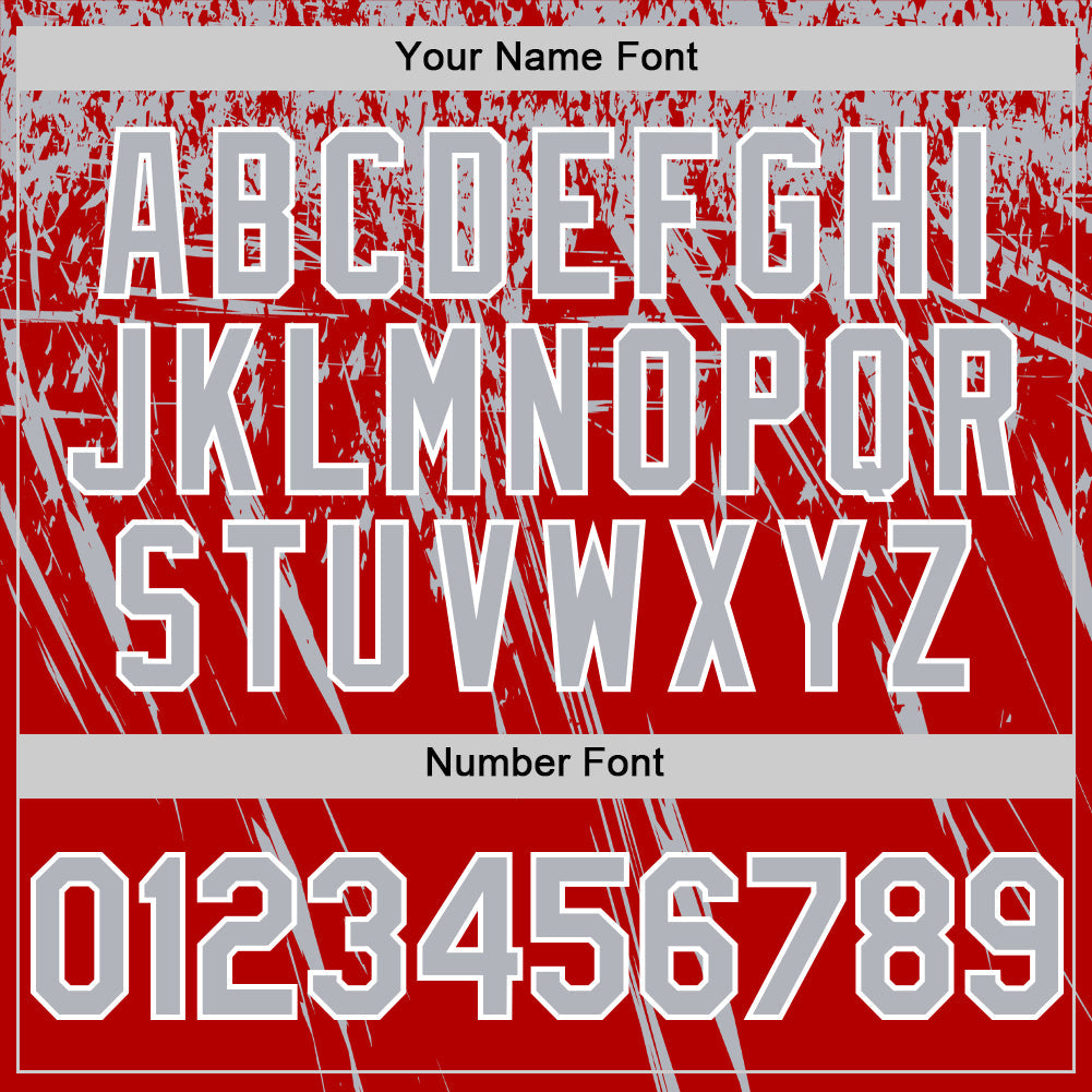 Custom Red Gray-White Distressed Scratch Brush Stroke Authentic Baseball Jersey