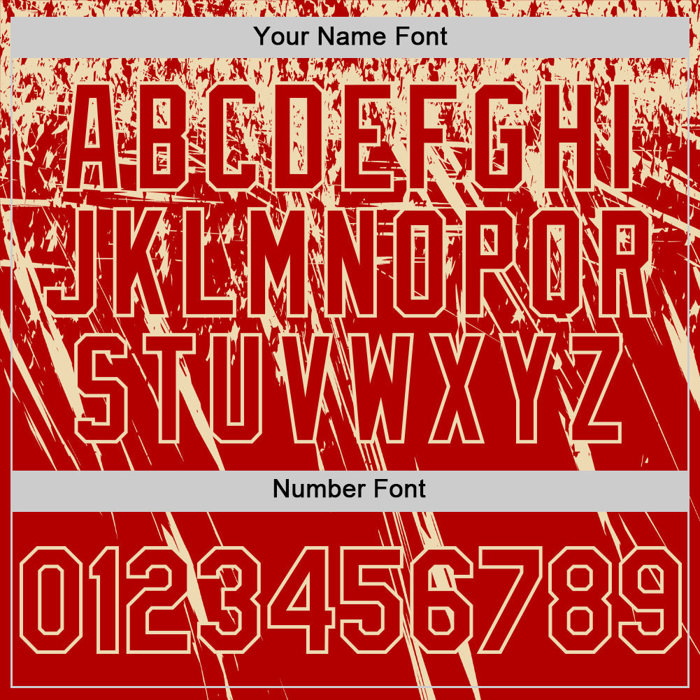 Custom Red Cream Distressed Scratch Brush Stroke Authentic Baseball Jersey
