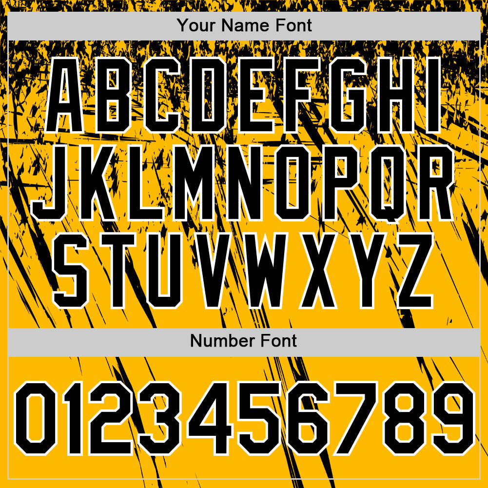 Custom Gold Black-White Distressed Scratch Brush Stroke Authentic Baseball Jersey
