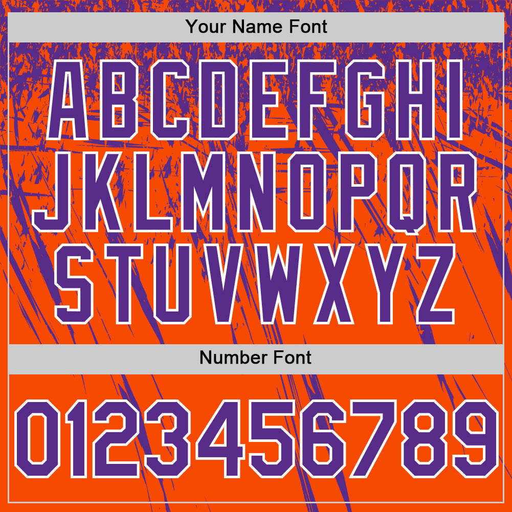 Custom Orange Purple-White Distressed Scratch Brush Stroke Authentic Baseball Jersey