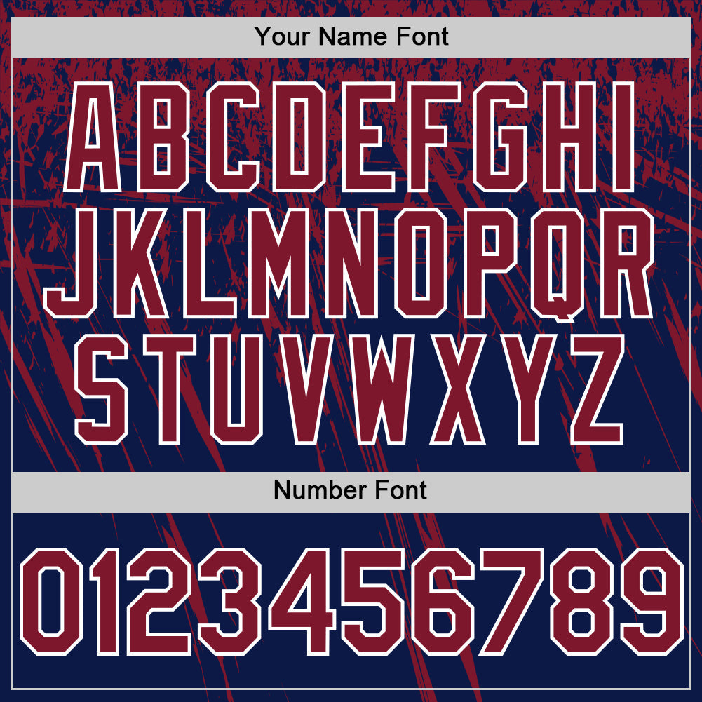 Custom Navy Crimson-White Distressed Scratch Brush Stroke Authentic Baseball Jersey