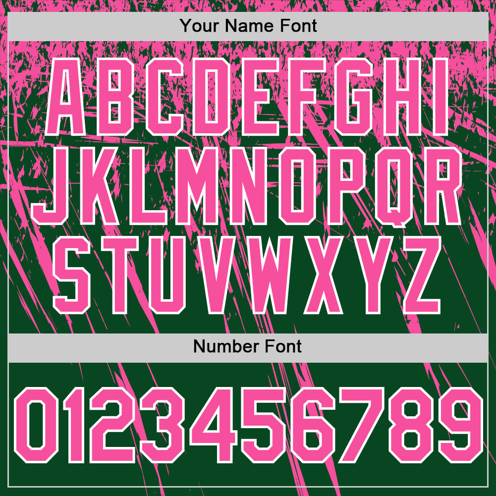 Custom Green Pink-White Distressed Scratch Brush Stroke Authentic Baseball Jersey