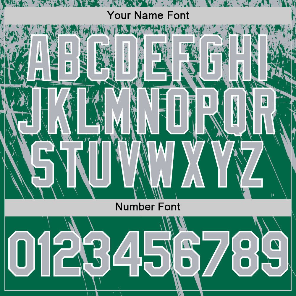 Custom Kelly Green Gray-White Distressed Scratch Brush Stroke Authentic Baseball Jersey