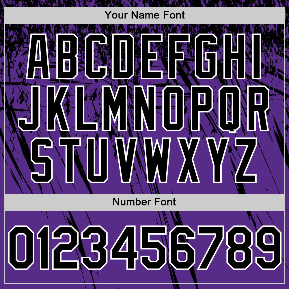 Custom Purple Black-White Distressed Scratch Brush Stroke Authentic Baseball Jersey