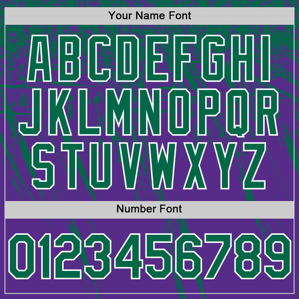 Custom Purple Kelly Green-White Distressed Scratch Brush Stroke Authentic Baseball Jersey