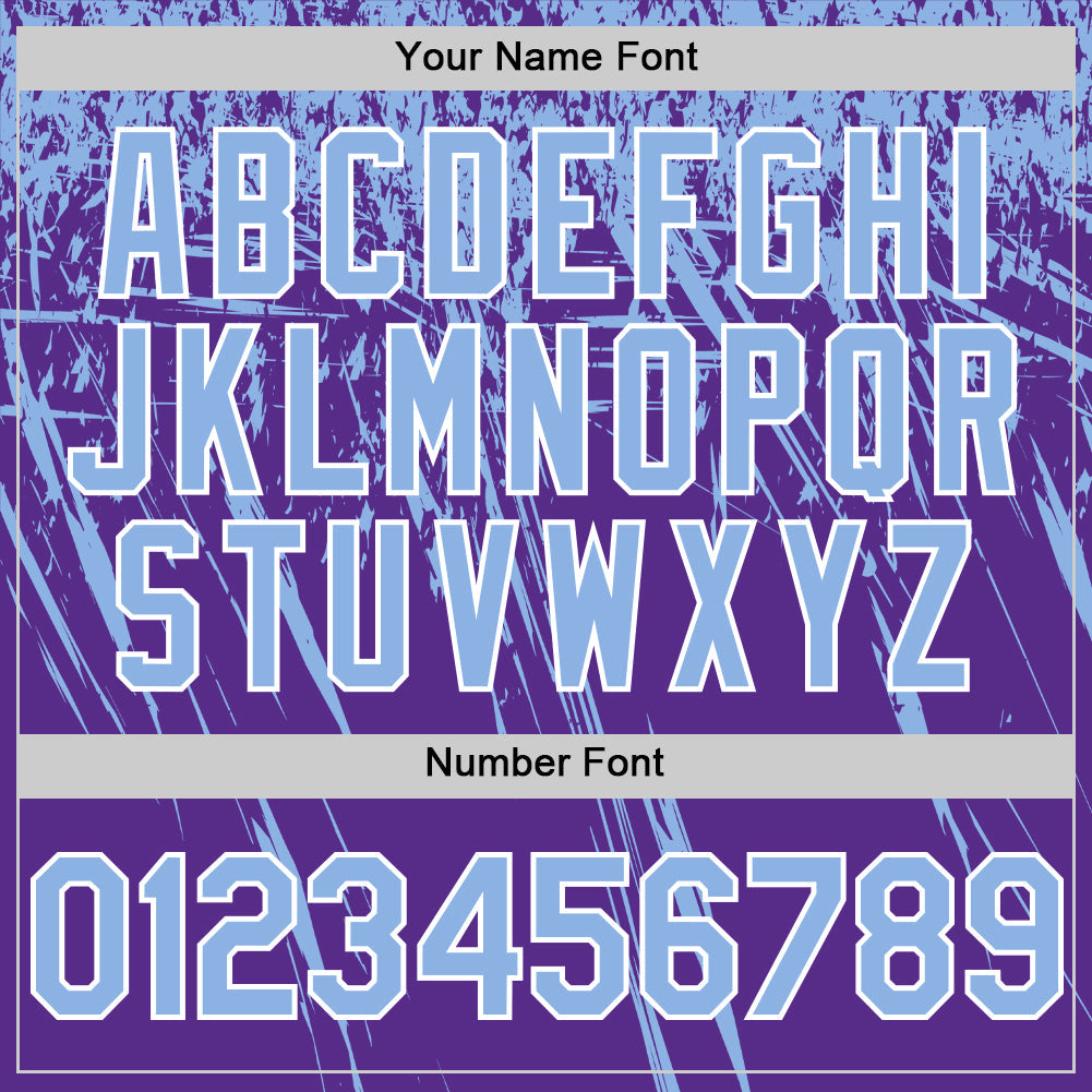 Custom Purple Light Blue-White Distressed Scratch Brush Stroke Authentic Baseball Jersey