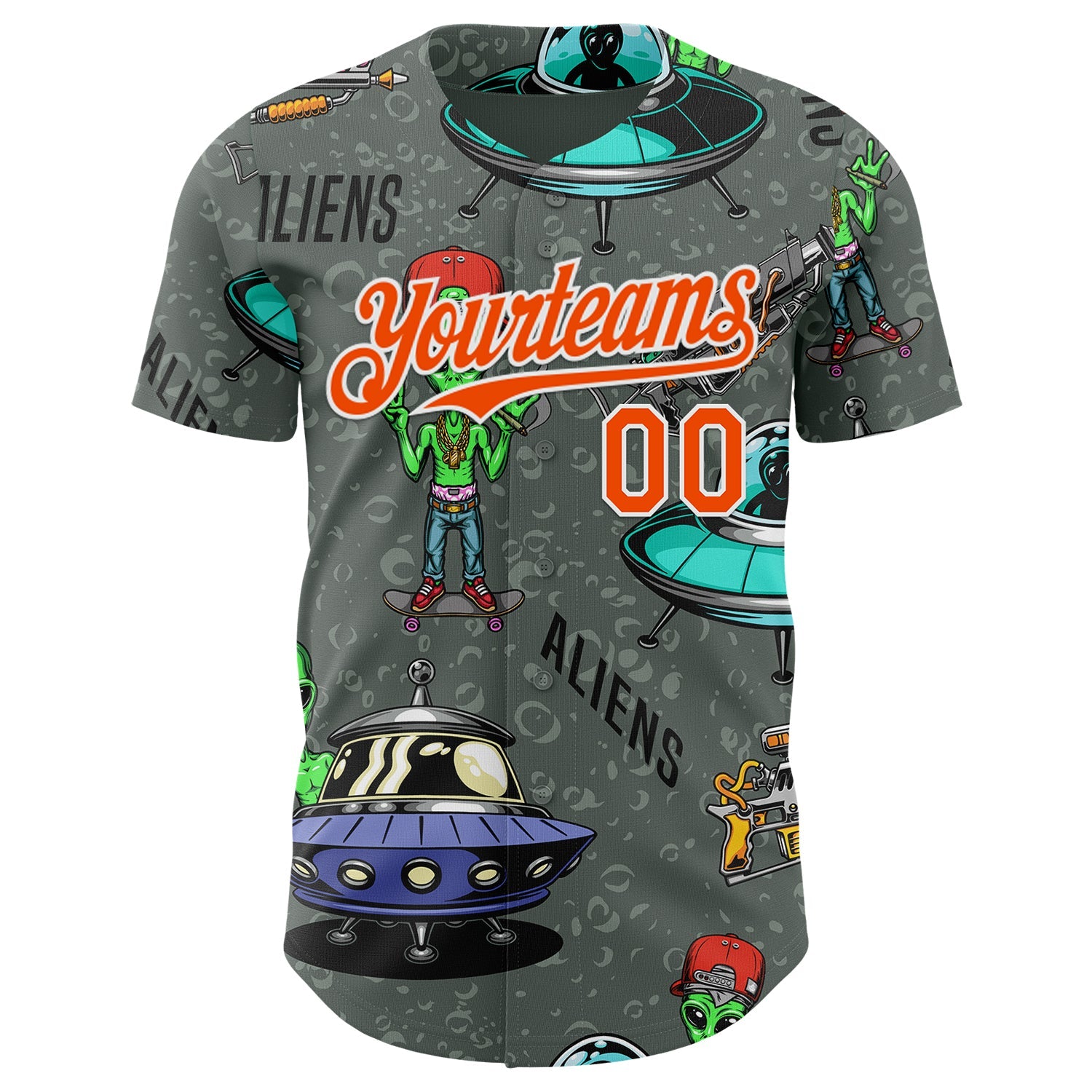 Custom Gray Orange-White Alien UFO Space Authentic Baseball Jersey