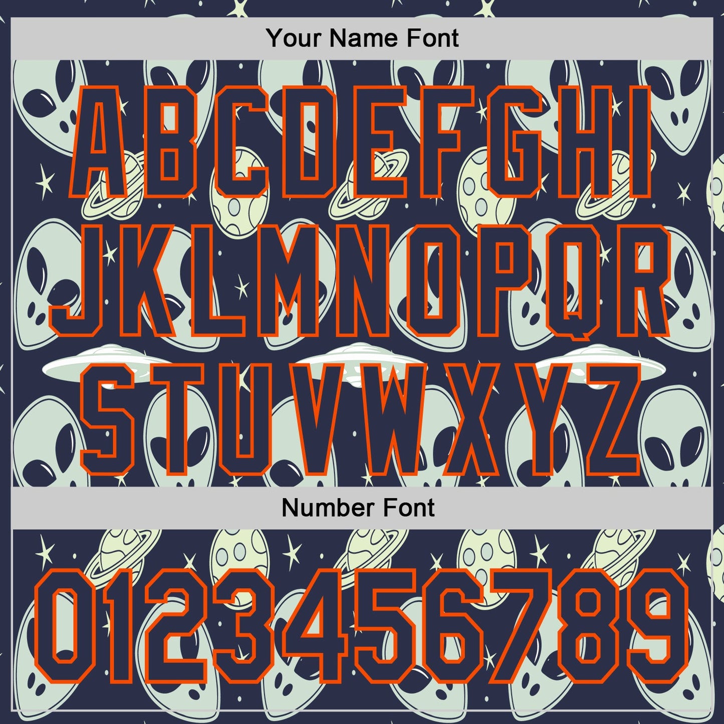 Custom Navy Orange Alien UFO Space Authentic Baseball Jersey