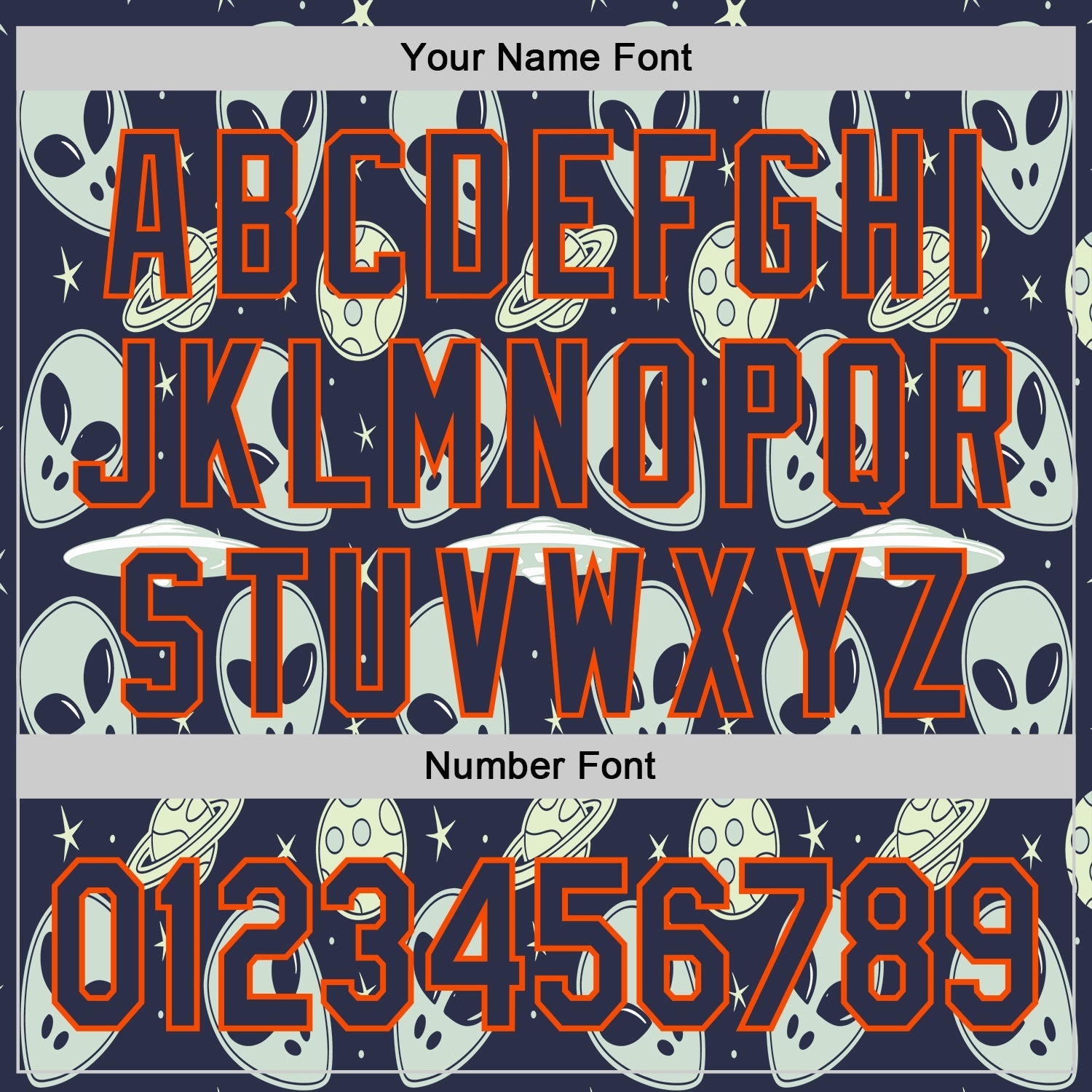 Custom Navy Orange Alien UFO Space Authentic Baseball Jersey
