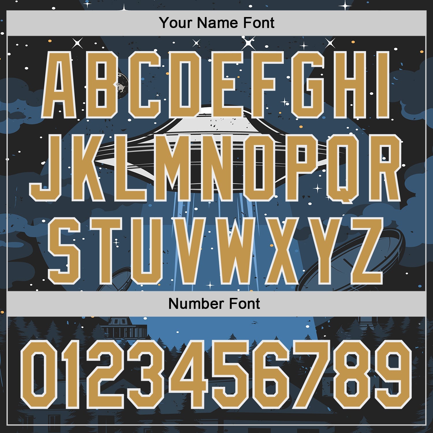Custom Blue Old Gold Black-White Alien UFO Galaxy Authentic Baseball Jersey
