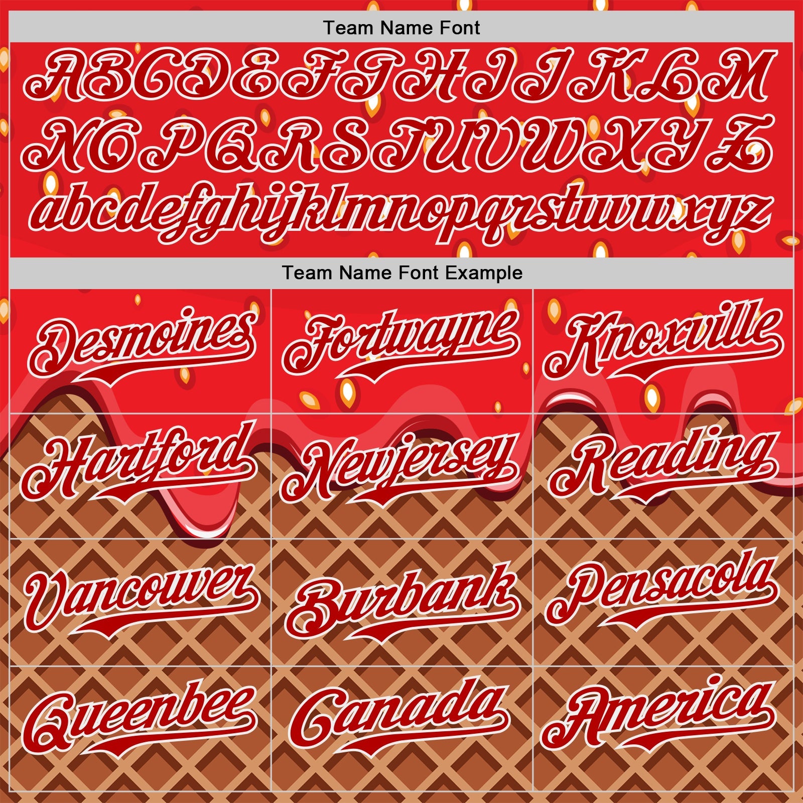 Custom Red Brown-White Foodie Food Dessert Melting Cream Waffle Grid Authentic Baseball Jersey