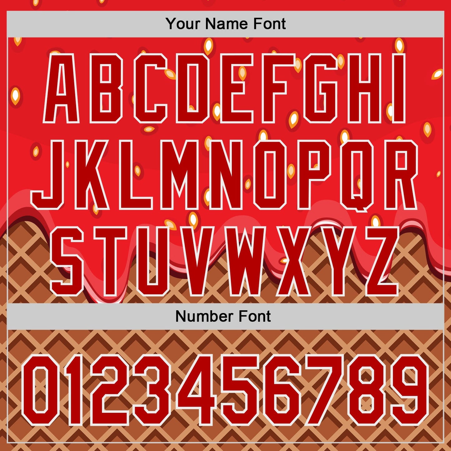Custom Red Brown-White Foodie Food Dessert Melting Cream Waffle Grid Authentic Baseball Jersey