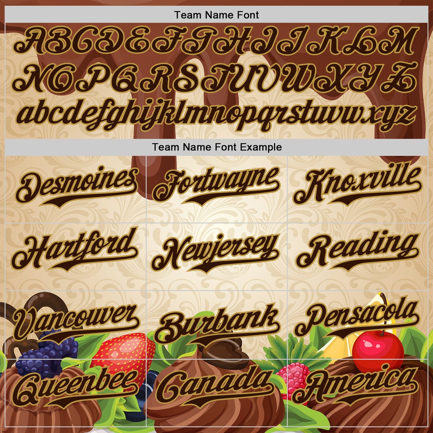 Custom Brown Cream-Old Gold Foodie Food Dessert Chocolate Fruit Authentic Baseball Jersey