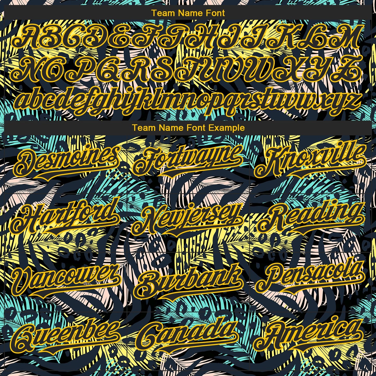 Custom Black Yellow 3D Pattern Design Hawaii Tropical Palm Leaves With Animal Print Authentic Baseball Jersey