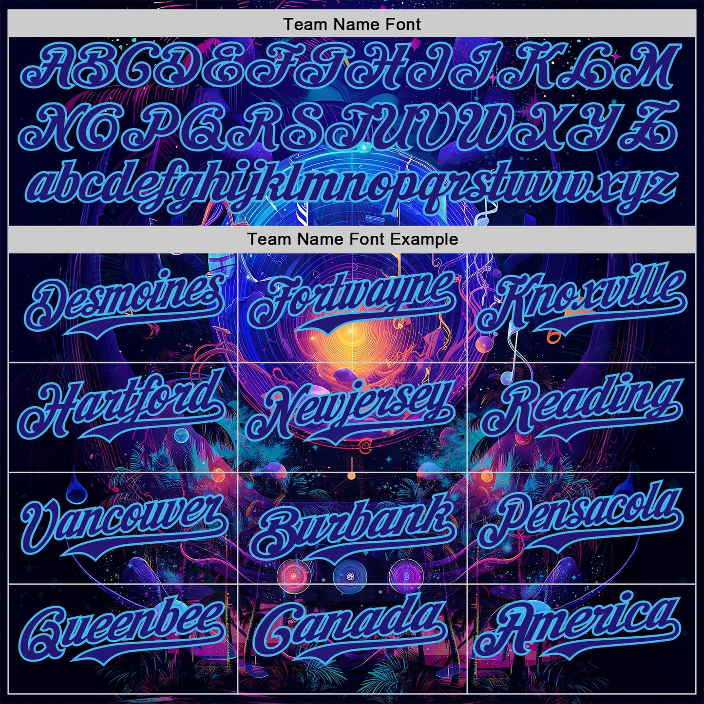 Custom Blue Dark Purple-Sky Blue Cyber Tropical Palm Trees Music Festival Cosmic Nebula Authentic Baseball Jersey