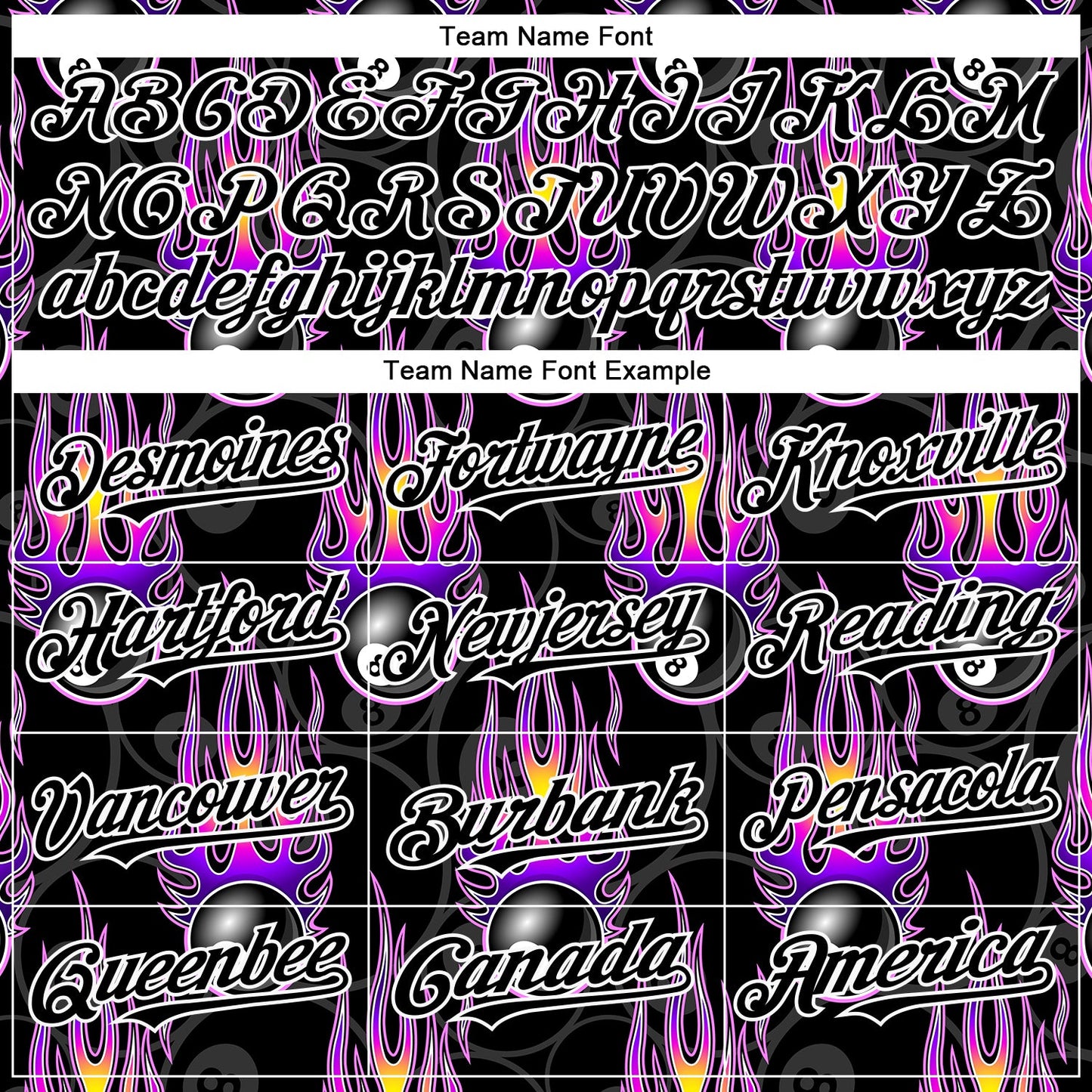 Custom Black White 3D Pattern Design Flaming Billiards Snooker 8 Ball Authentic Baseball Jersey