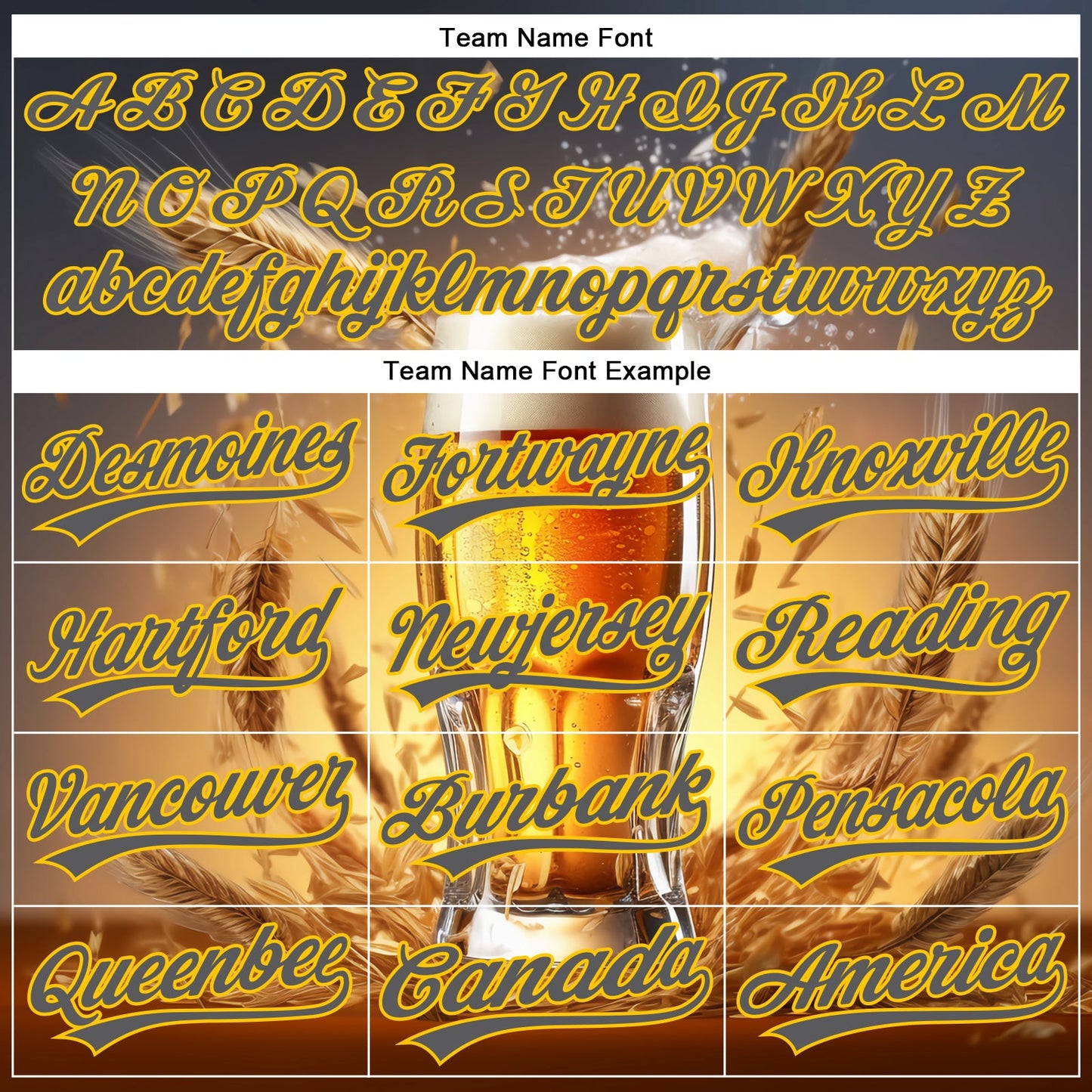 Custom Steel Gray Yellow 3D Pattern Design International Beer Day Authentic Baseball Jersey