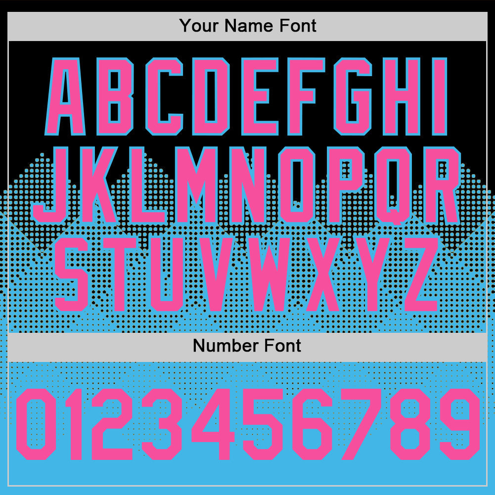 Custom Black Pink-Sky Blue 3D Pattern Design Gradient Square Shapes Authentic Baseball Jersey