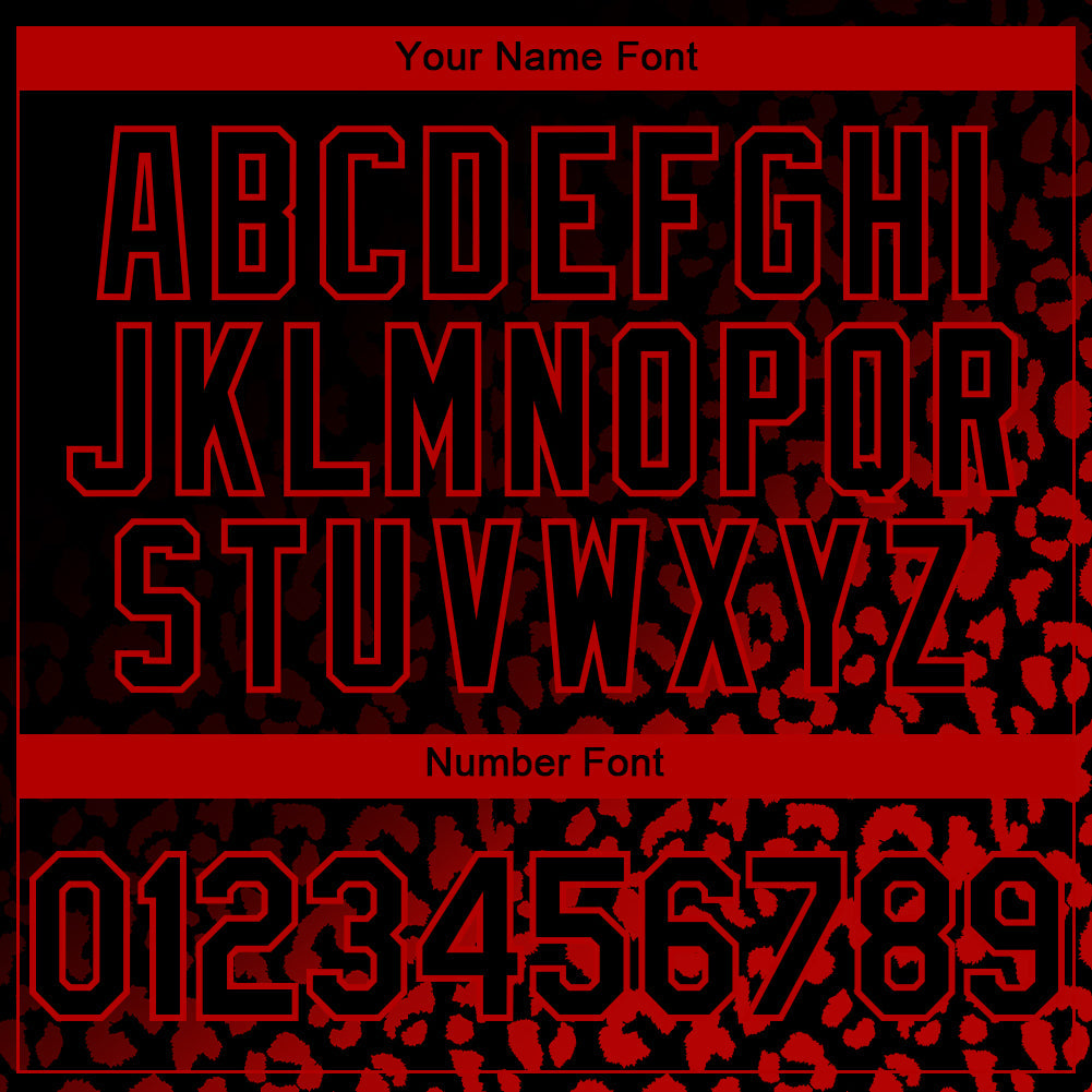 Custom Black Red 3D Pattern Design Leopard Print Fade Fashion Authentic Baseball Jersey