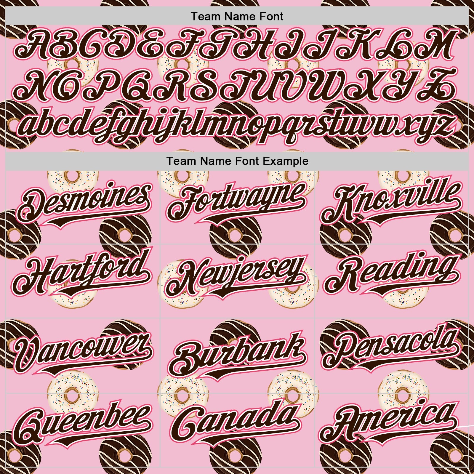 Custom Light Pink Brown-Neon Pink 3D Pattern Design Foodie Food Dessert Doughnut Authentic Baseball Jersey