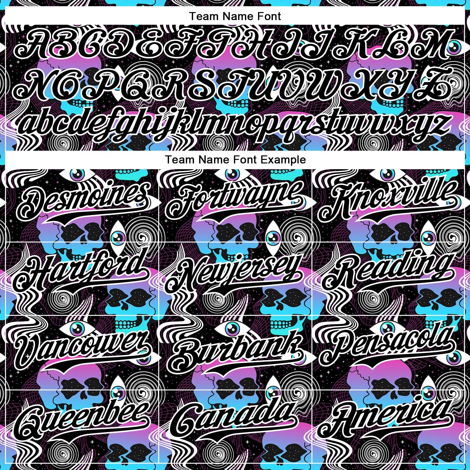 Custom Black White 3D Pattern Design Rave Psychedelic Skull Authentic Baseball Jersey