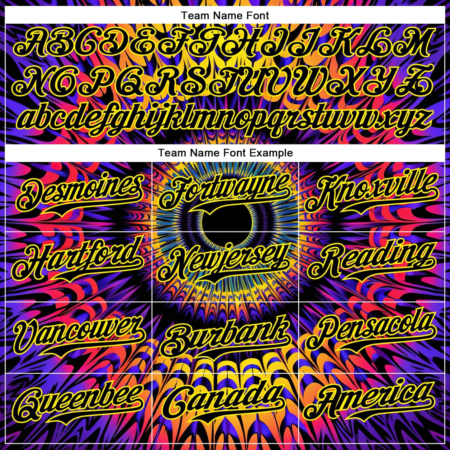 Custom Black Light Yellow 3D Pattern Design Rave Psychedelic Fractal Style Authentic Baseball Jersey
