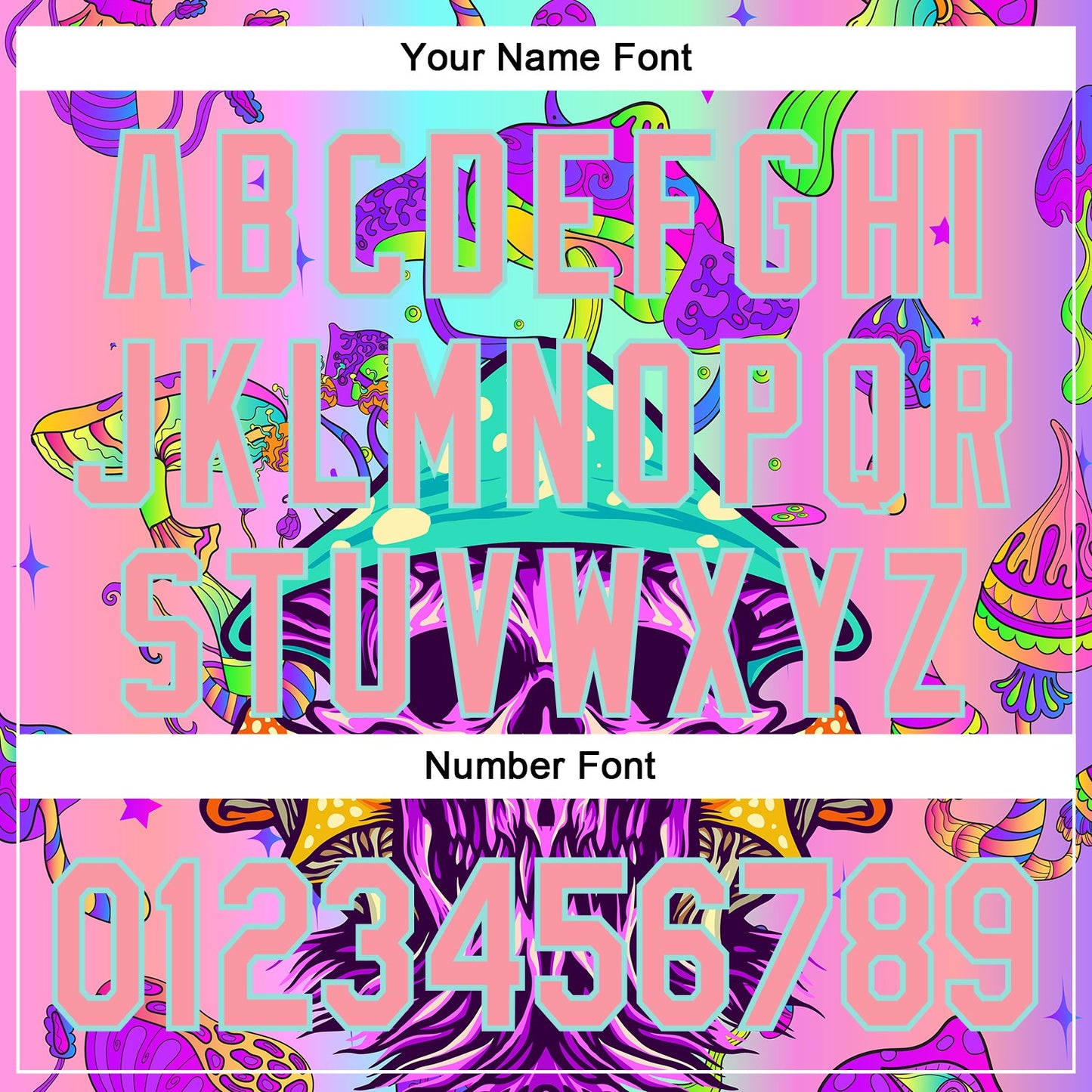 Custom Purple Medium Pink-Ice Blue 3D Pattern Design Trippy Magic Mushrooms Skull Authentic Baseball Jersey